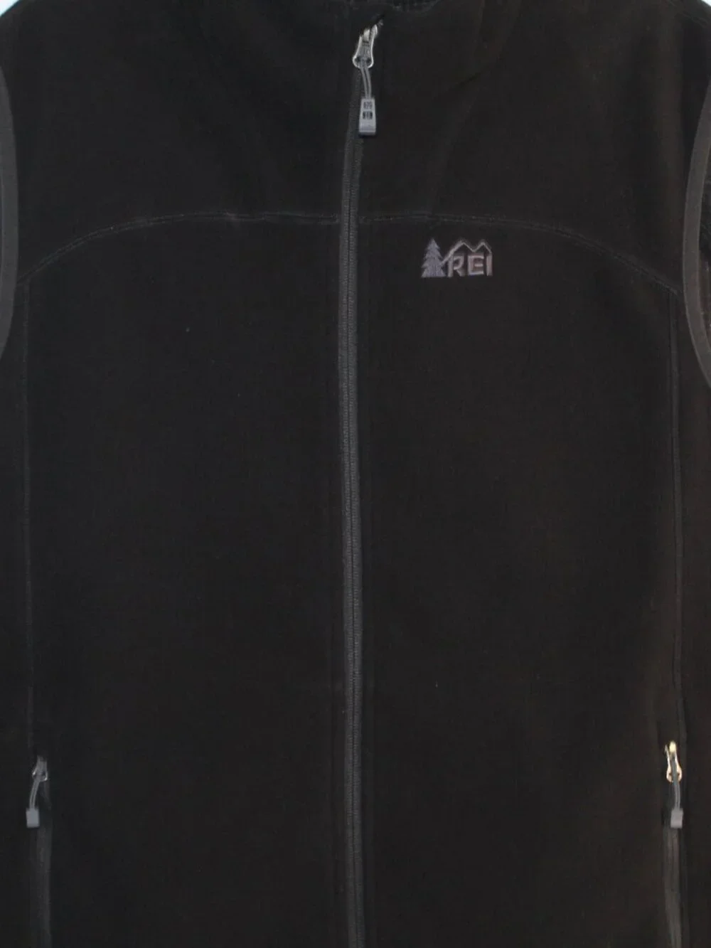 REI mens fleece vest size XXL black full zip front sleeveless mock neck outdoor